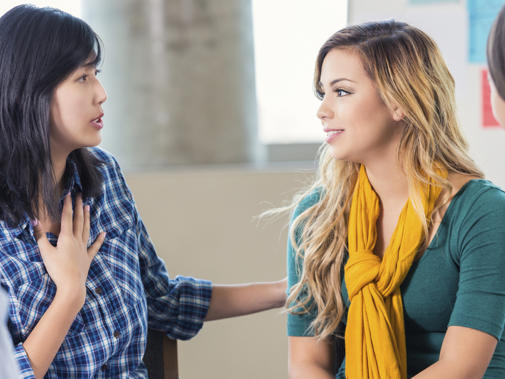 A colleague offers support to another colleague