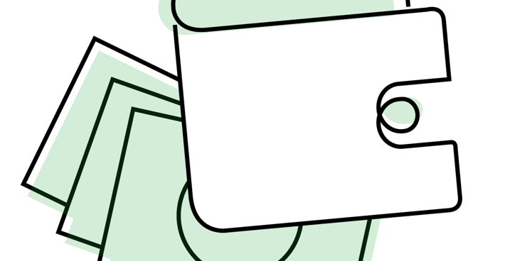 Wallet and notes illustration