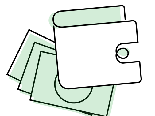 Wallet and notes illustration