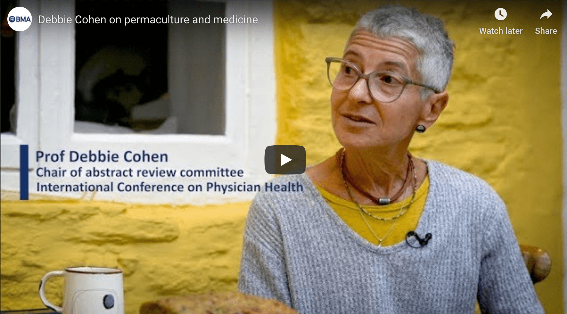 A still of Debbie Cohen for a youtube video on permaculture and medicine