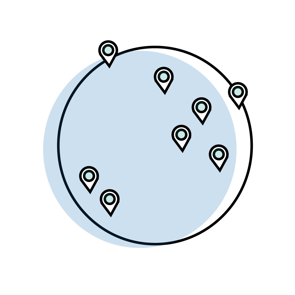 Globe with map pins illustration