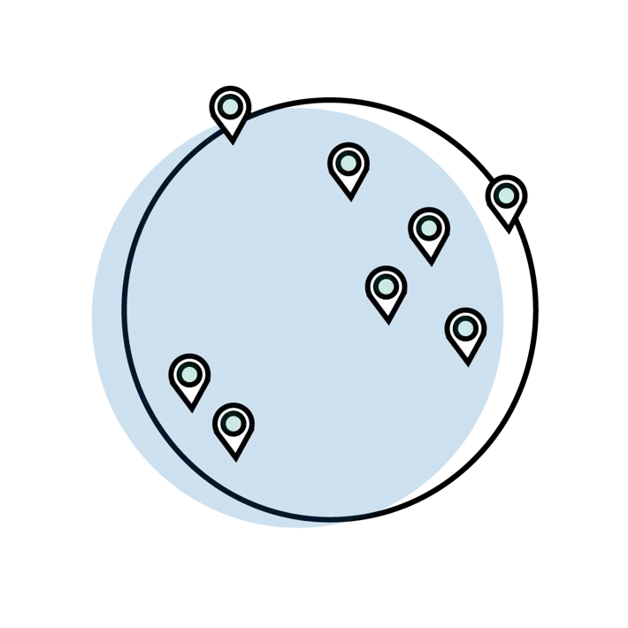 Globe with map pins illustration