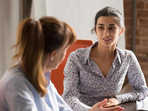 Two women in conversation