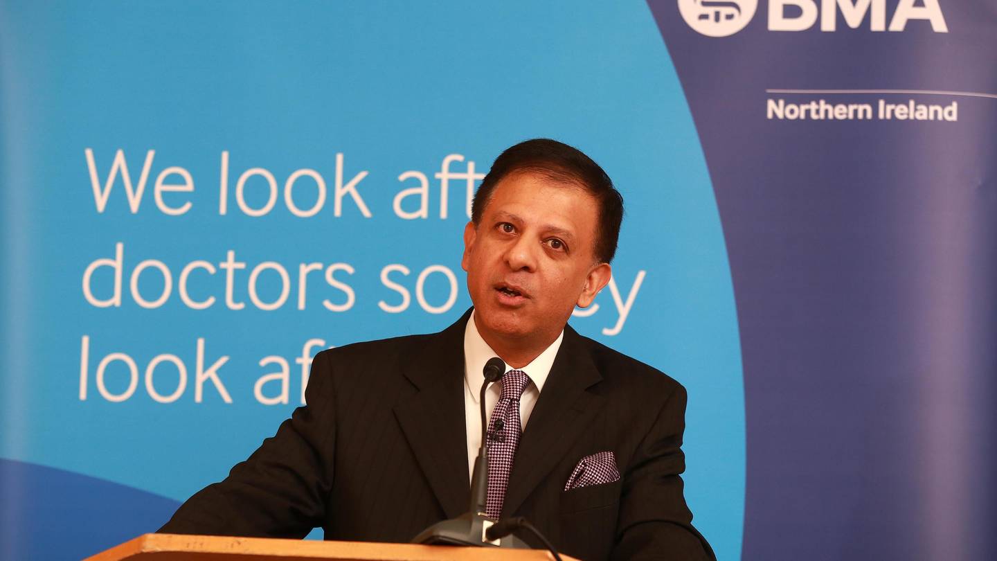 Chaand speaking at a podium in front of the BMA tagline