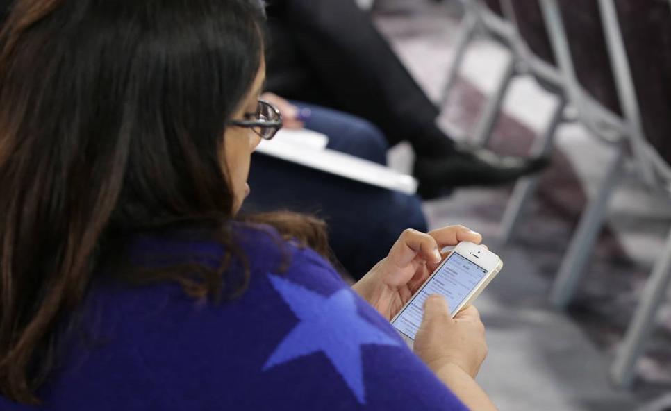 Woman checking phone