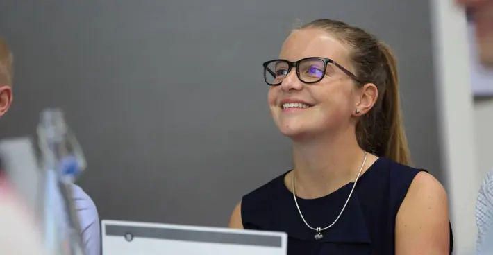 Woman smiling at event