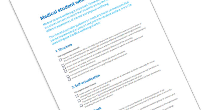 BMA Medical Student Wellbeing Checklist - cover
