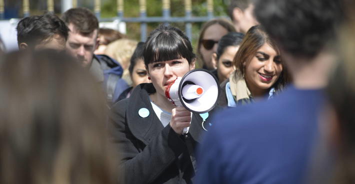 Crowd Female Doctor Megaphone