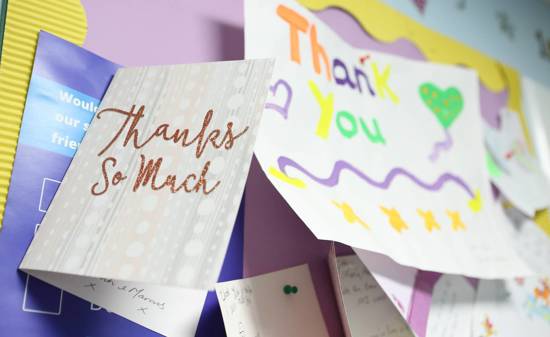 Thank you cards in childrens ward
